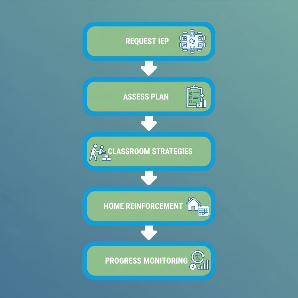 Vertical process flow diagram illustrating ABA implementation steps in special education settings